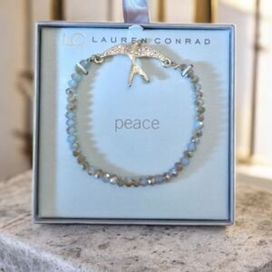 Lauren Conrad “Peace” Beaded Bracelet with Crystal Bird Charm